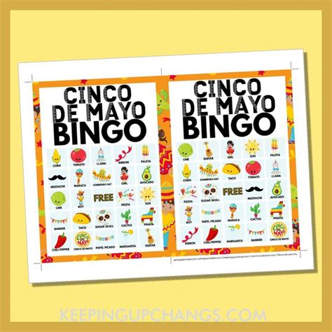 cinco de mayo bingo pictures words   grid  printables