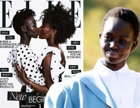 supermodel aweng ade chuol kisses wife on cover of elle uk