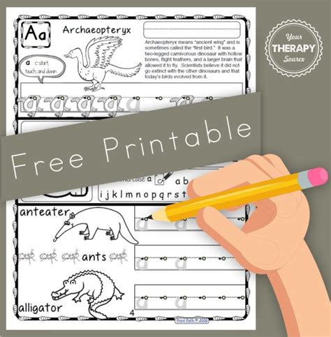 dinosaur handwriting practice page  therapy source