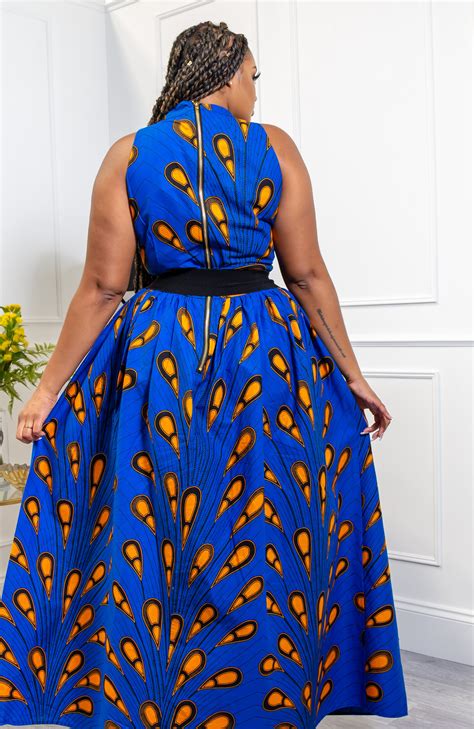African Maxi Dresses For Women African Sleeveless Turtleneck Dress