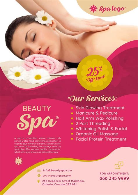 spa flyer design template  psd format designbolts