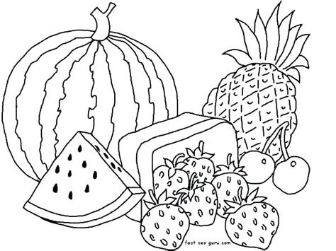 printable fruits  vegetables coloring pages  getdrawings