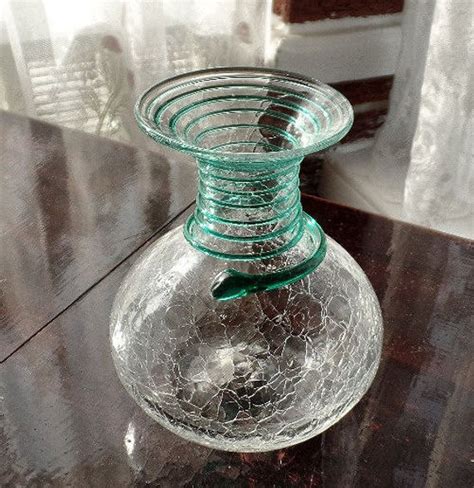 Blenko Clear Crackle Glass Vase Blenko Decanter Hand