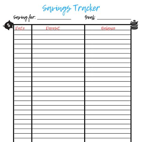 savings tracker printable  printable templates