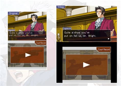 crunchyroll ace attorney trilogy screens compare ds graphics  ds