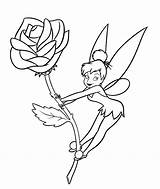 Tinkerbell Coloring Pages Drawing Printable Disney Rose Fairy Choose Board sketch template