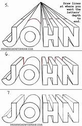 Perspective Point Drawing Letters Draw 3d Step Tutorial Choose Board sketch template