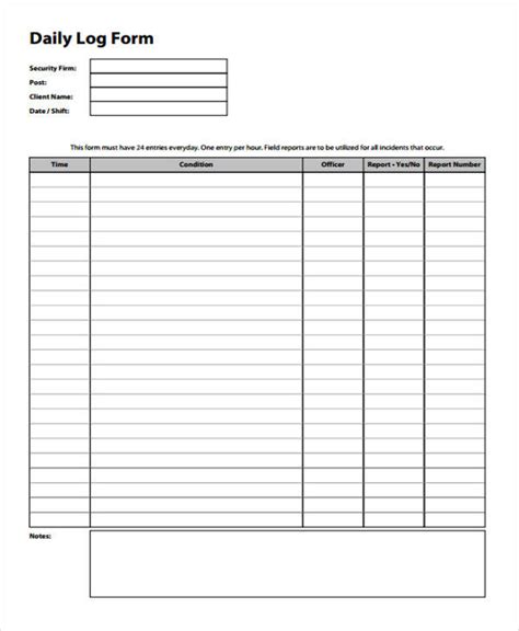 Security Daily Activity Report Template Word