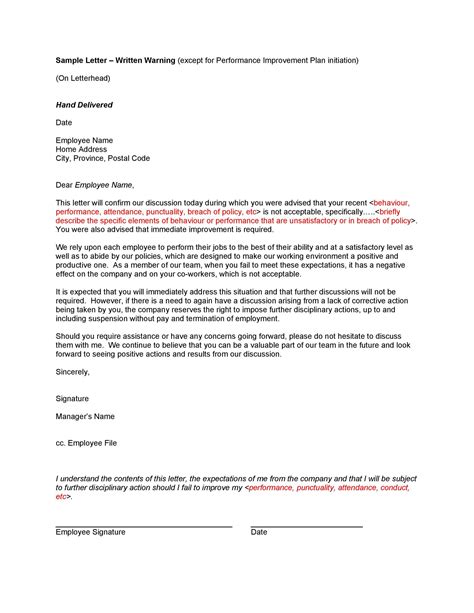 employee warning letter template addictionary