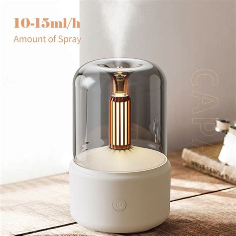 candlelight aroma diffuser portable ml air humidifier white