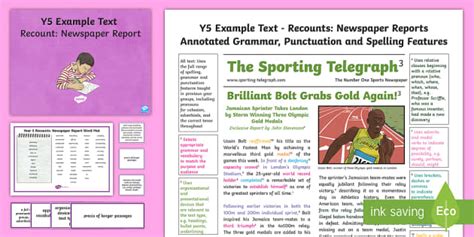 recounts newspaper report modelexample text genre