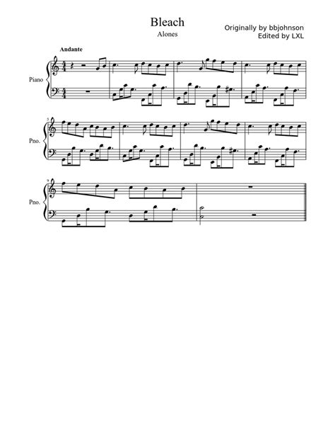 bleach alones sheet music for piano download free in