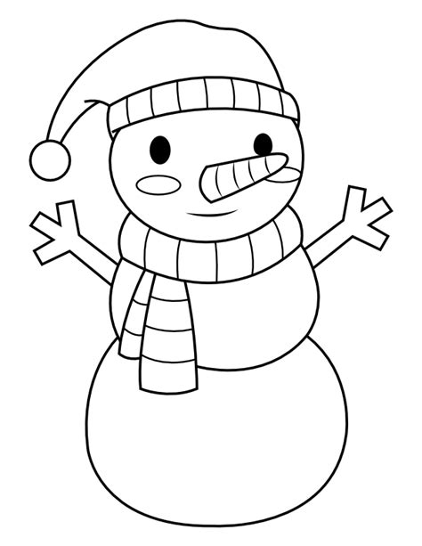 printable snowman wearing scarf  hat coloring page