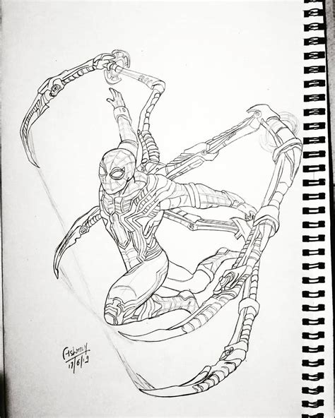 iron spider iron spider humanoid sketch art