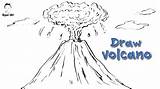 Volcano Drawing Draw Easy Step Drawings Volcanoes Volcan sketch template