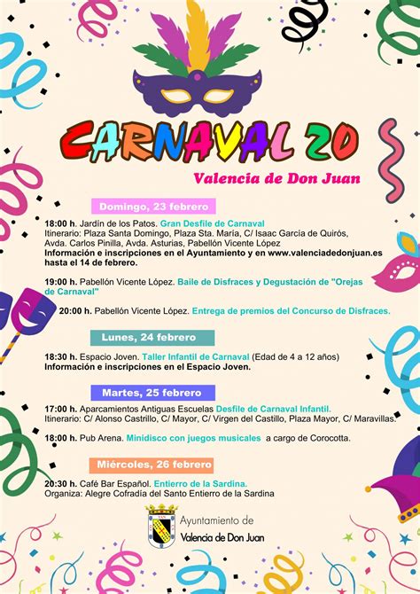 programacion carnaval  ayuntamiento de valencia de don juan