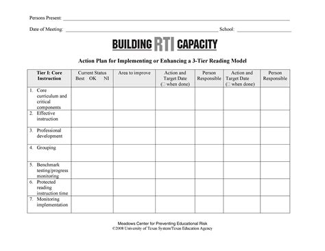 project action plan template excel