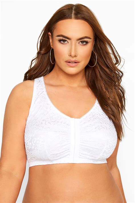 white lace front fastening bra yours clothing