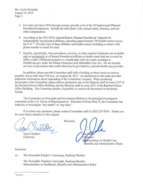 congress sends letter requesting information  planned parenthood