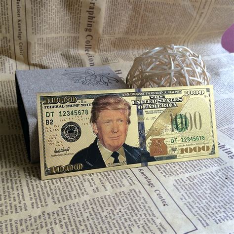 crafts gift plastic cards american fake money gold plated trump  dollar banknote gold