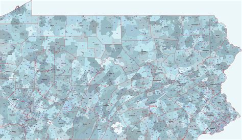 pennsylvania zip code vector map with location name lossless scalable