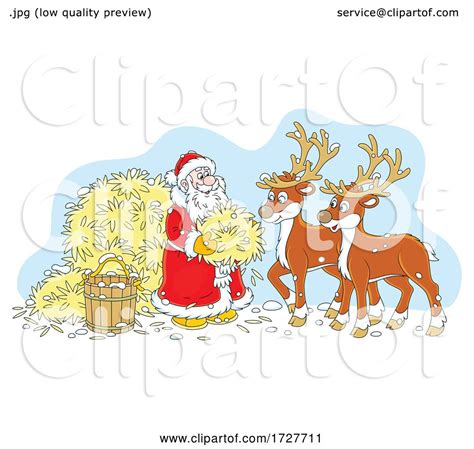 christmas santa claus feeding his reindeer by alex bannykh 1727711