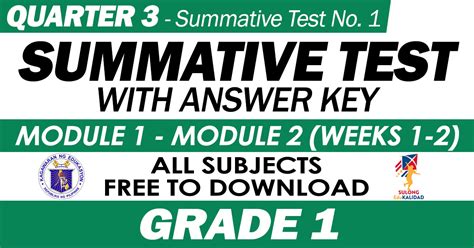 grade   quarter summative test    answer key modules