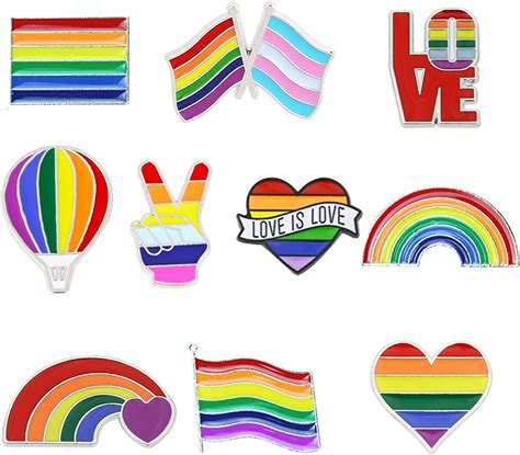 10pcs rainbow gay pride pins lgbt love is love brooch pin for parade