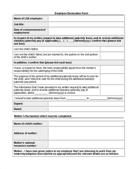Free Employment Declaration Form Samples In Pdf Ms Word Hot Sex Picture