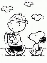 Coloring Snoopy Brown Charlie Christmas Pages Present Bring Popular sketch template