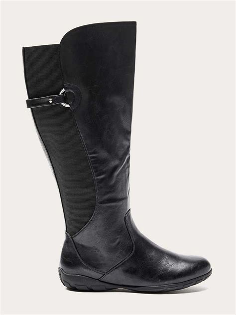 wide calf tall boots  textured elastic  penningtons