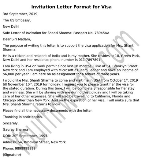 sample invite letter  canada visa
