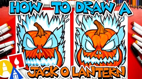 draw  scary jack  lantern art  kids hub