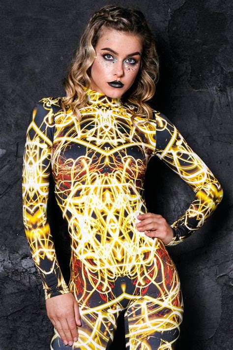 yellow rave catsuit neon catsuit adult costume festival etsy