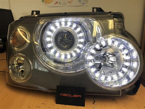 range rover vogue  staggered led headlight upgrade meduza design