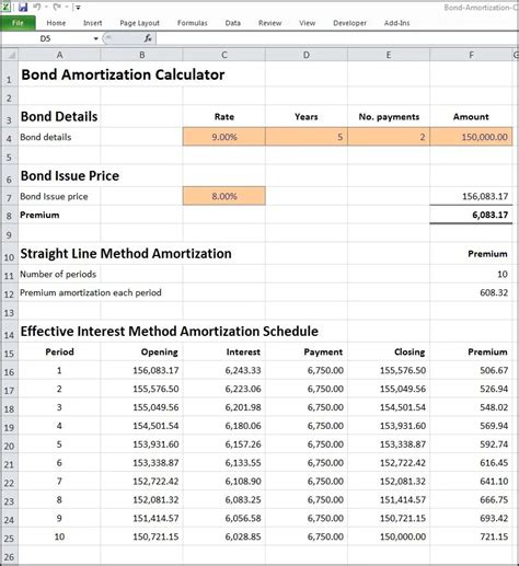 bond amortization calculator double entry bookkeeping