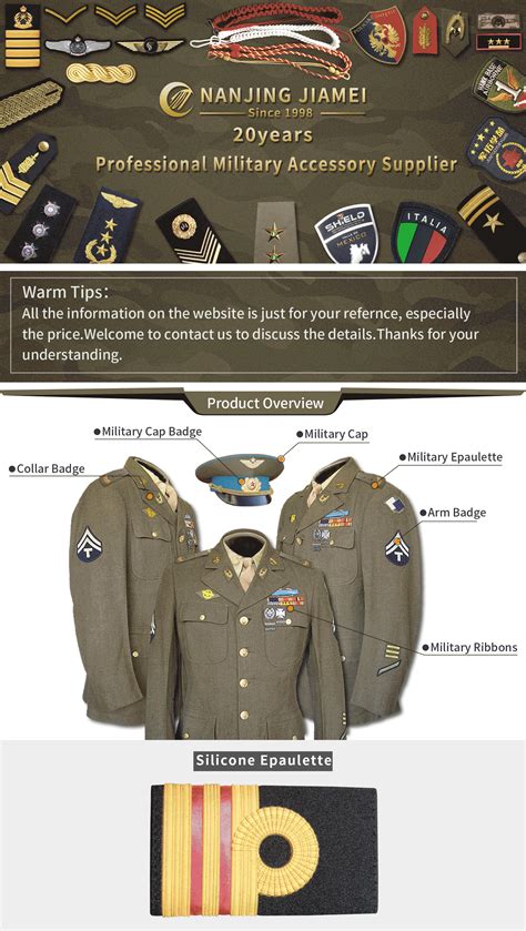 jiamei high quality custom military uniform accessory rank epaulettes