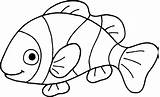 Nemo Outline Fish Clip Clipart Clown Coloring sketch template