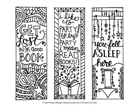 printable coloring page bookmarks  printable bookmarks