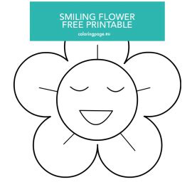smiling flower printable coloring page
