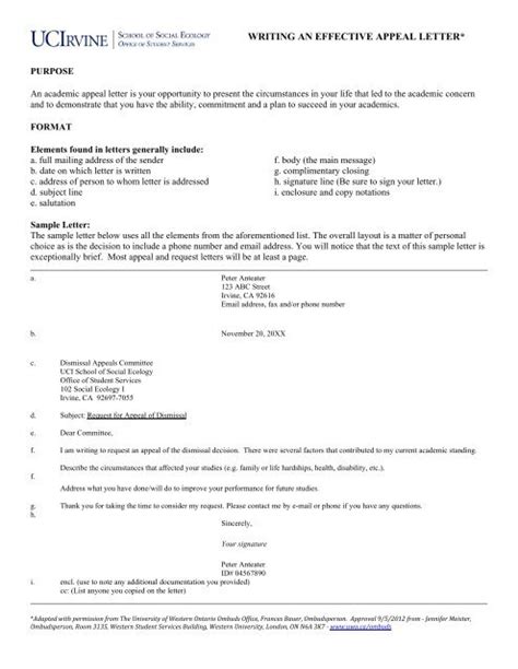 academic suspension appeal letter sample business