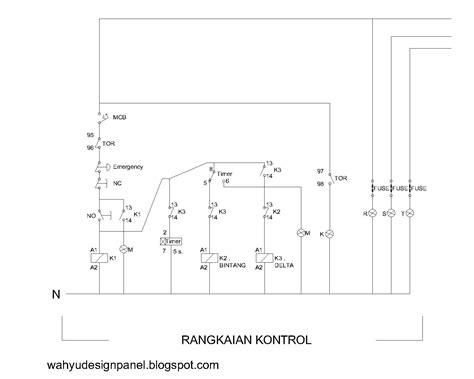 rangkaian panel listrik kontrol utama rangkaian bintang segitiga konvensional