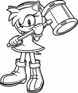 Amy Sonic Coloring Pages Rose Hammer Getdrawings sketch template