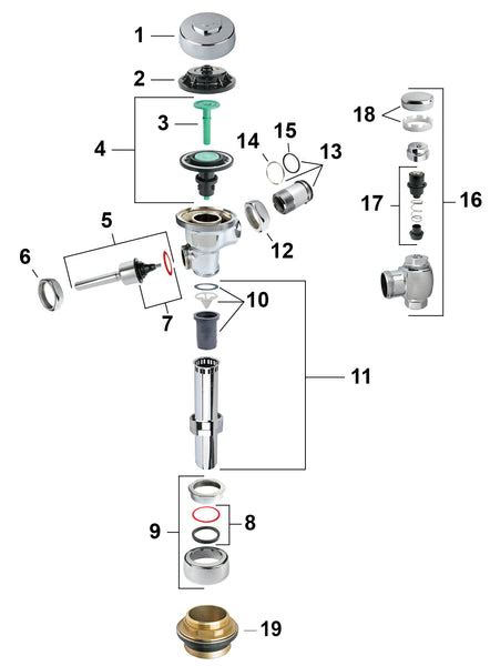sloan flush valve parts diagram
