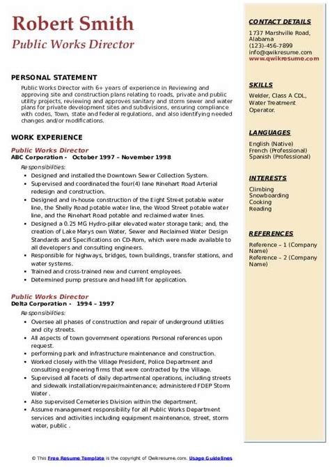 public works director resume resumetf