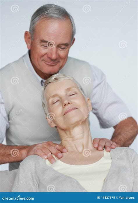Female Getting A Shoulder Massage From Her Husband Stock Image Image