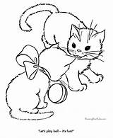 Coloring Kitten Pages Sheets Cat Cats Printable Cute Kittens Ball Print Animal Color Puppy Colouring Adults Playing Kids Play Cool sketch template