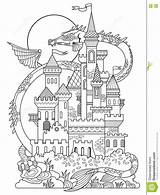 Kasteel Draak Drago Schloss Kleuren Fairytale Malvorlagen Castles Drachen sketch template