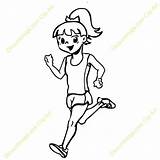 Running Girl Clipart Drawing Cartoon Draw Simple Clipground Front sketch template