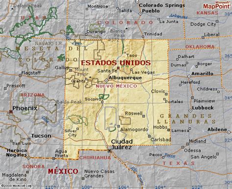 Mapa Geografico Del Estado De Nuevo Mexico